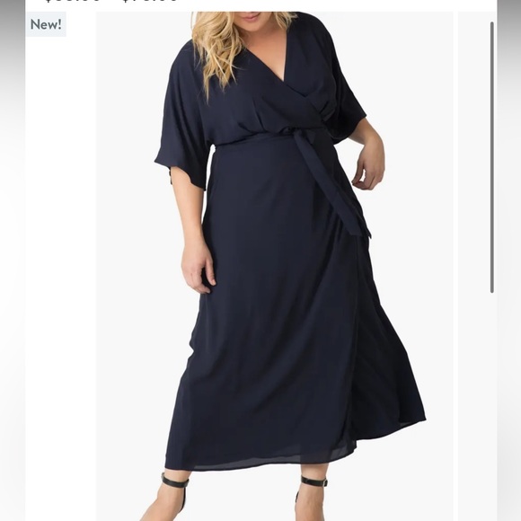 New Standards & Practices Short Sleeve Wrap Maxi Dress - Picture 1 of 7